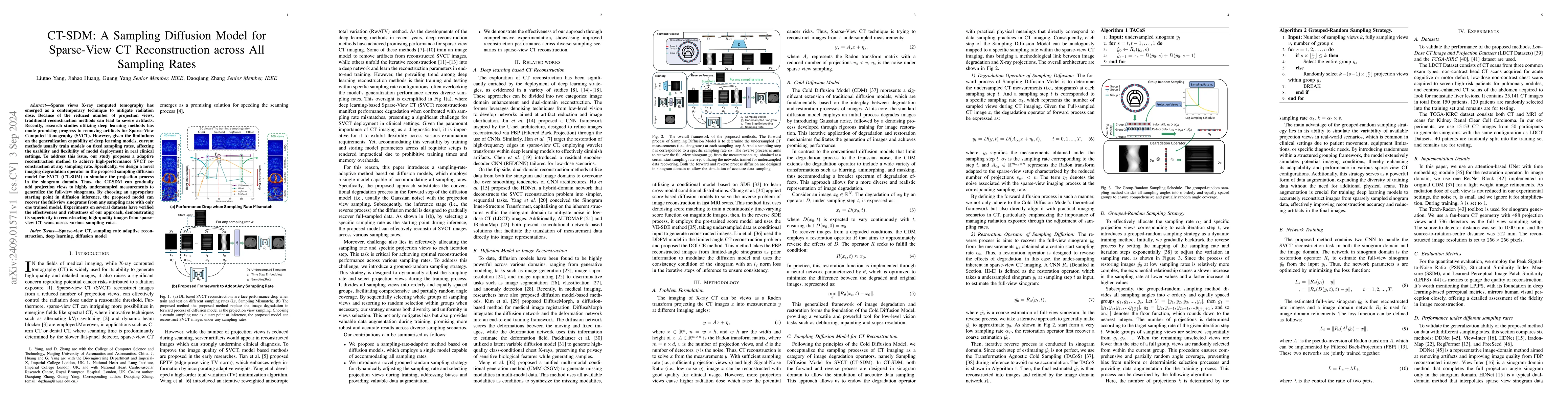 Thumbnail for CT-SDM: A Sampling Diffusion Model for Sparse-View CT Reconstruction
  across All Sampling Rates
