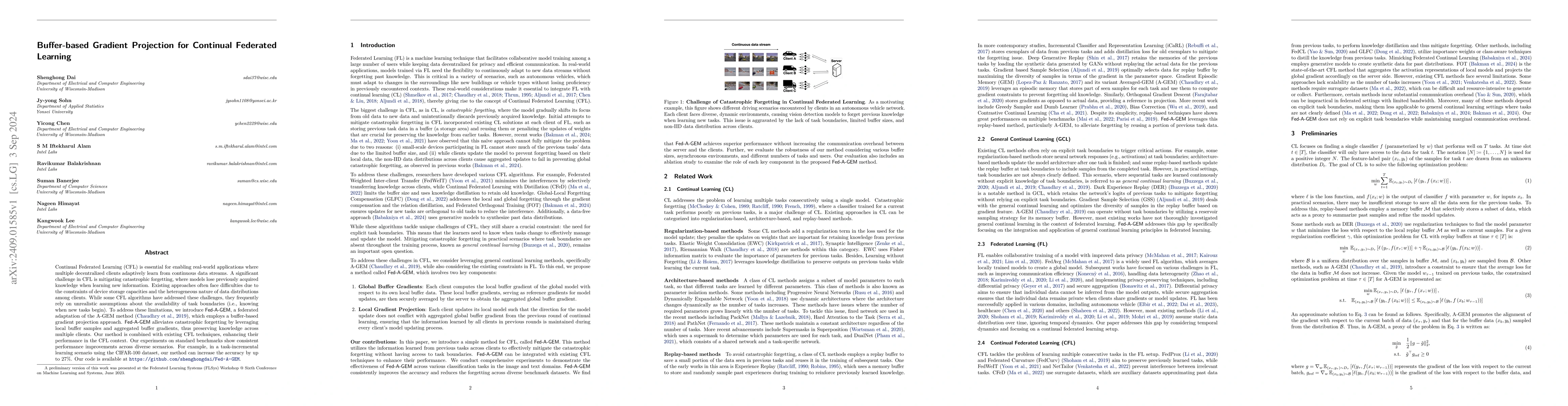 Thumbnail for Buffer-based Gradient Projection for Continual Federated Learning