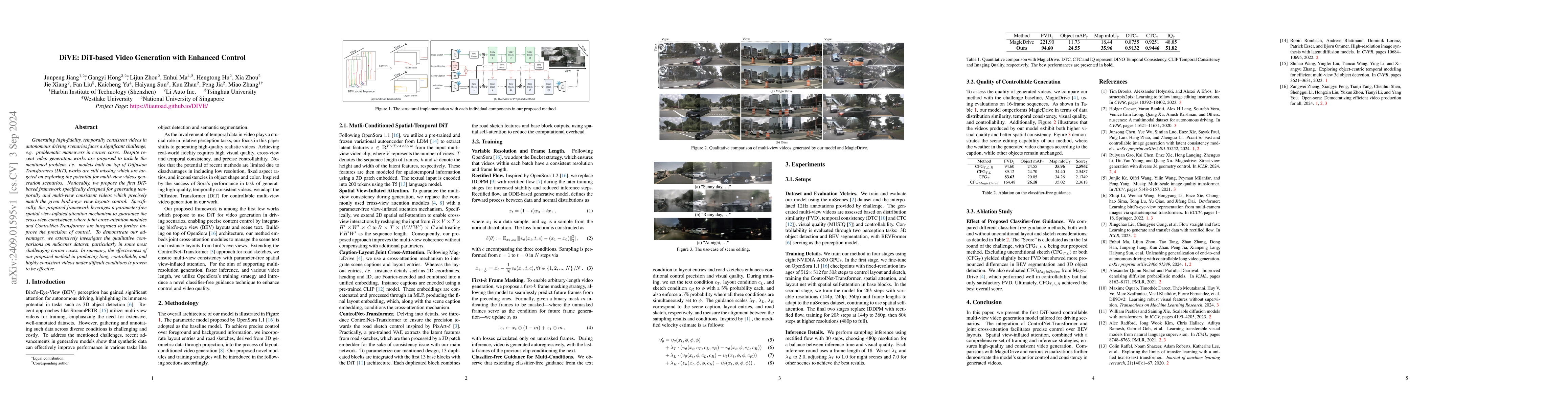 Thumbnail for DiVE: DiT-based Video Generation with Enhanced Control