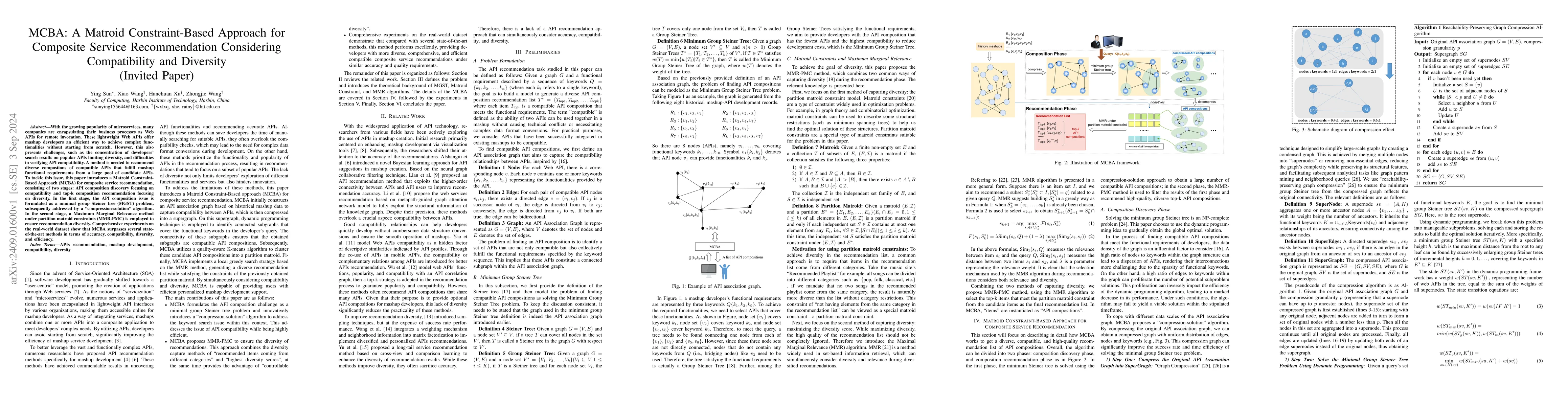 Thumbnail for MCBA: A Matroid Constraint-Based Approach for Composite Service
  Recommendation Considering Compatibility and Diversity