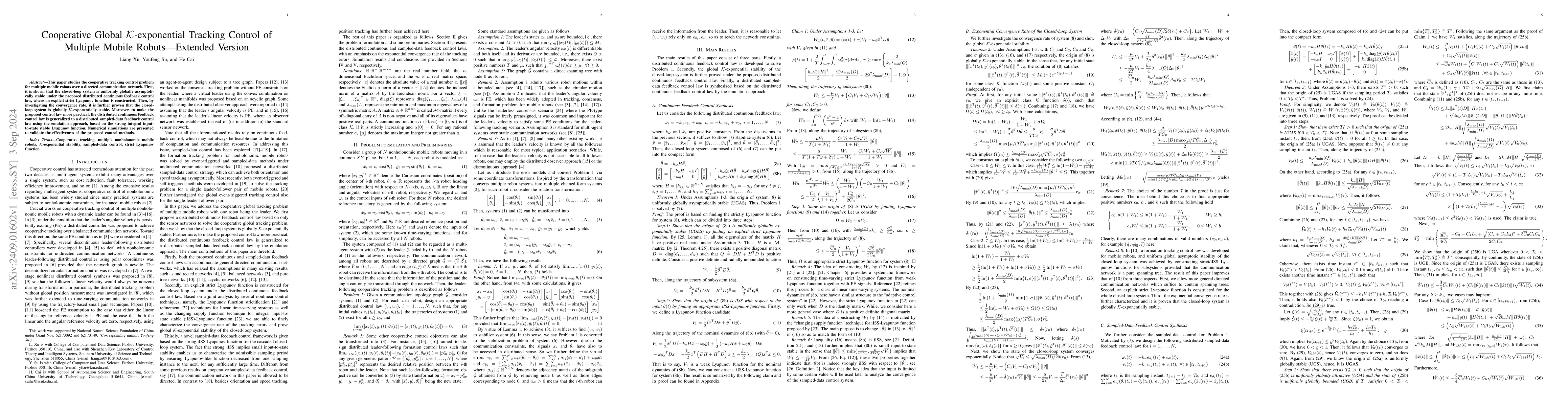 Thumbnail for Cooperative Global $\mathcal{K}$-exponential Tracking Control of
  Multiple Mobile Robots -- Extended Version