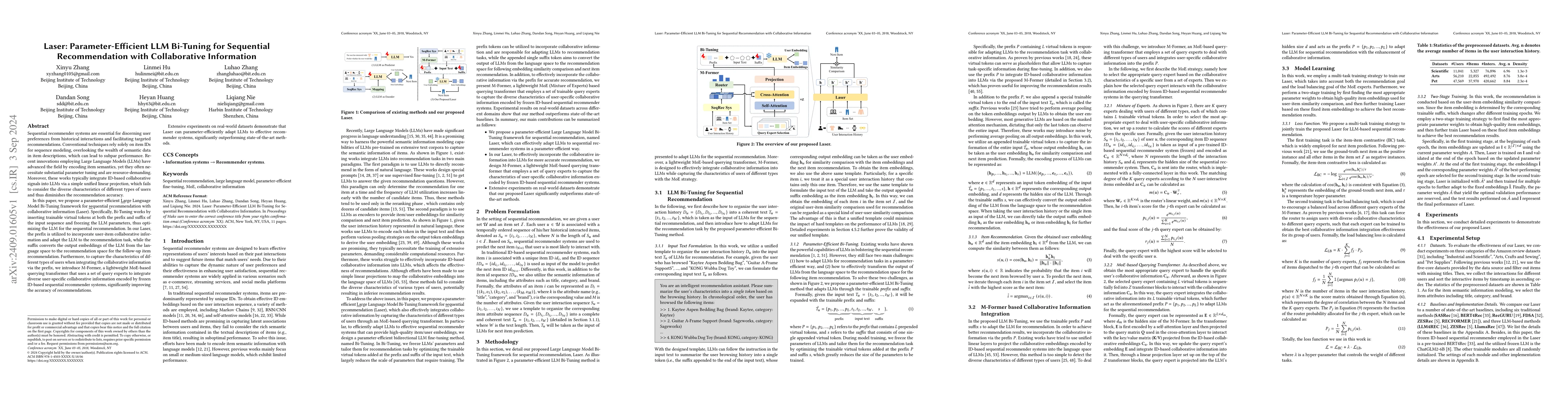 Thumbnail for Laser: Parameter-Efficient LLM Bi-Tuning for Sequential Recommendation
  with Collaborative Information