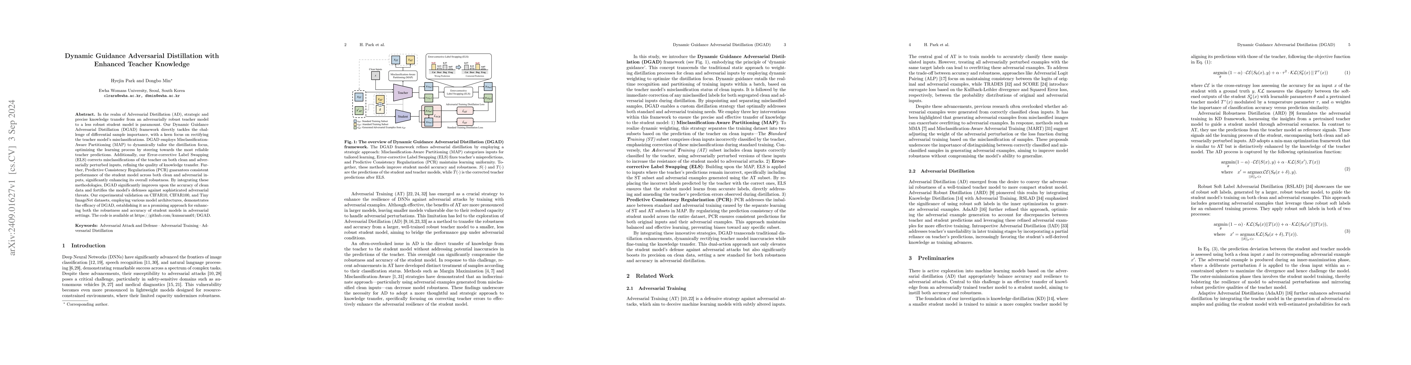Thumbnail for Dynamic Guidance Adversarial Distillation with Enhanced Teacher
  Knowledge
