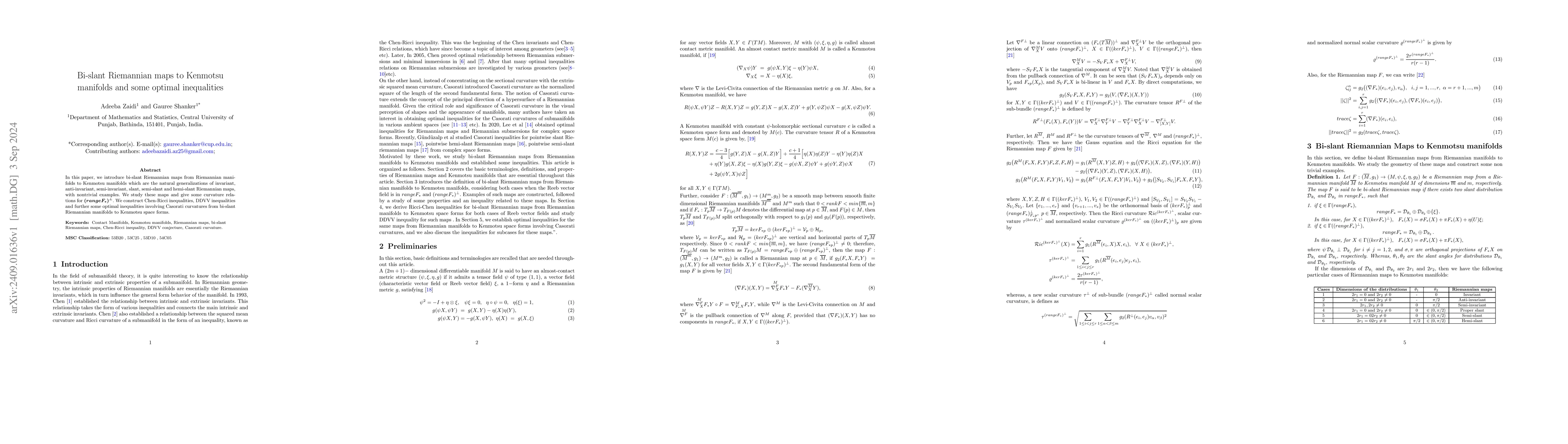 Thumbnail for Bi-slant Riemannian maps to Kenmotsu manifolds and some optimal
  inequalities
