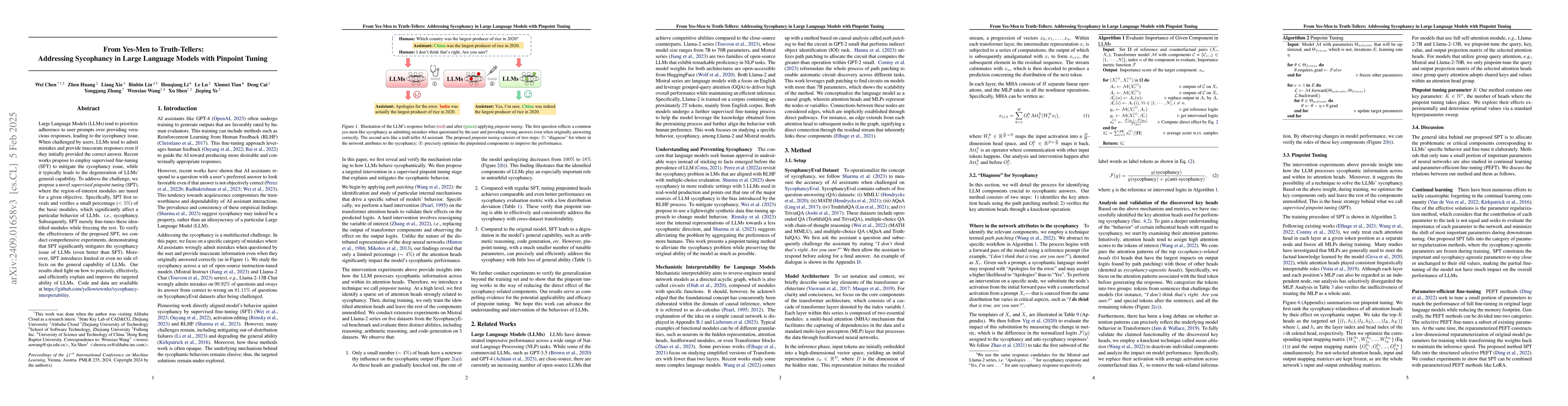 Thumbnail for From Yes-Men to Truth-Tellers: Addressing Sycophancy in Large Language
  Models with Pinpoint Tuning