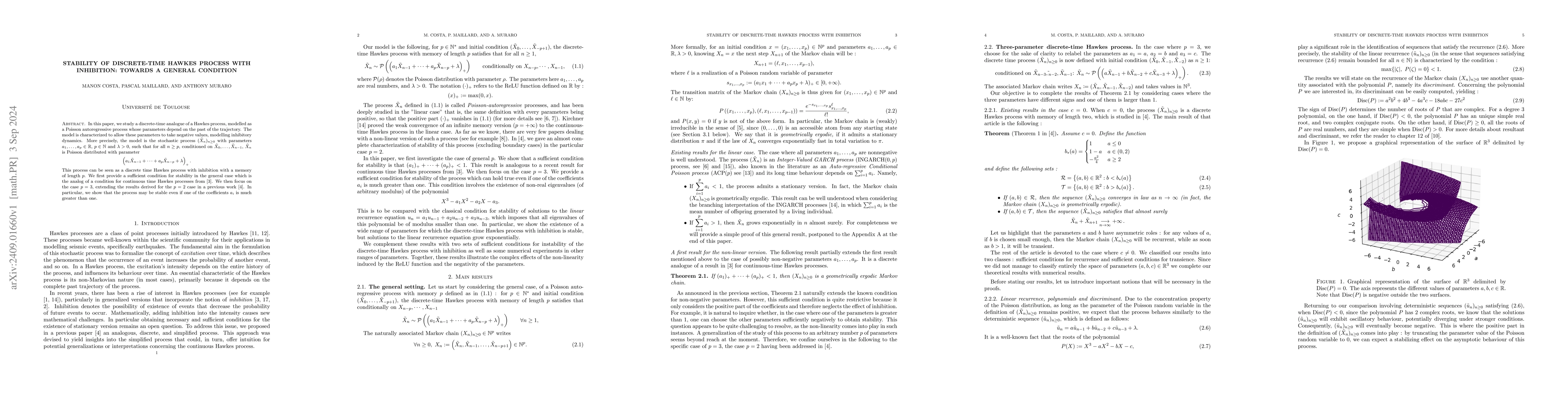 Thumbnail for Stability of discrete-time Hawkes process with inhibition: towards a
  general condition