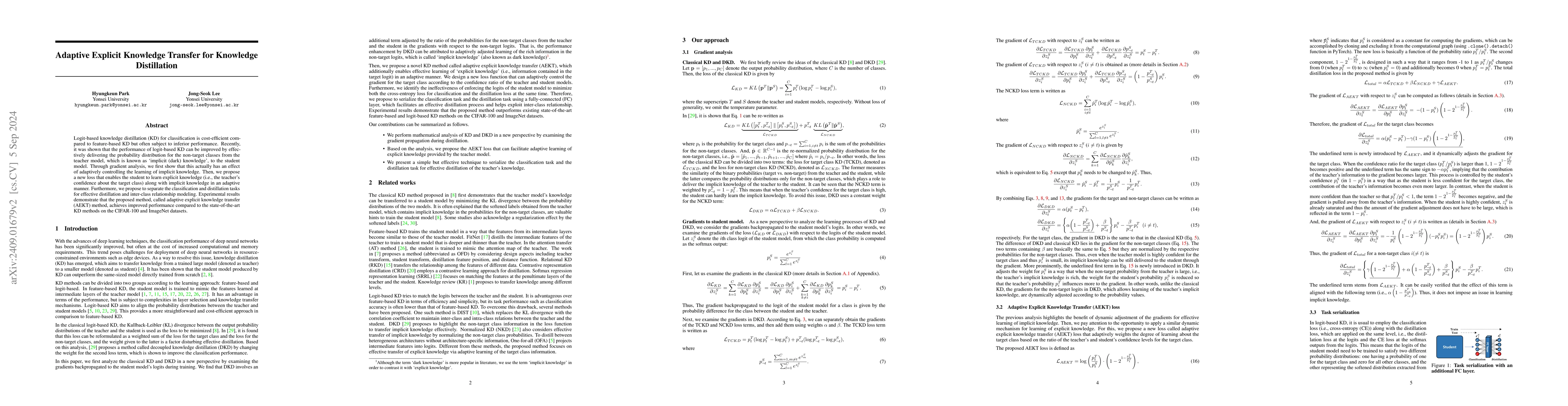 Thumbnail for Adaptive Explicit Knowledge Transfer for Knowledge Distillation