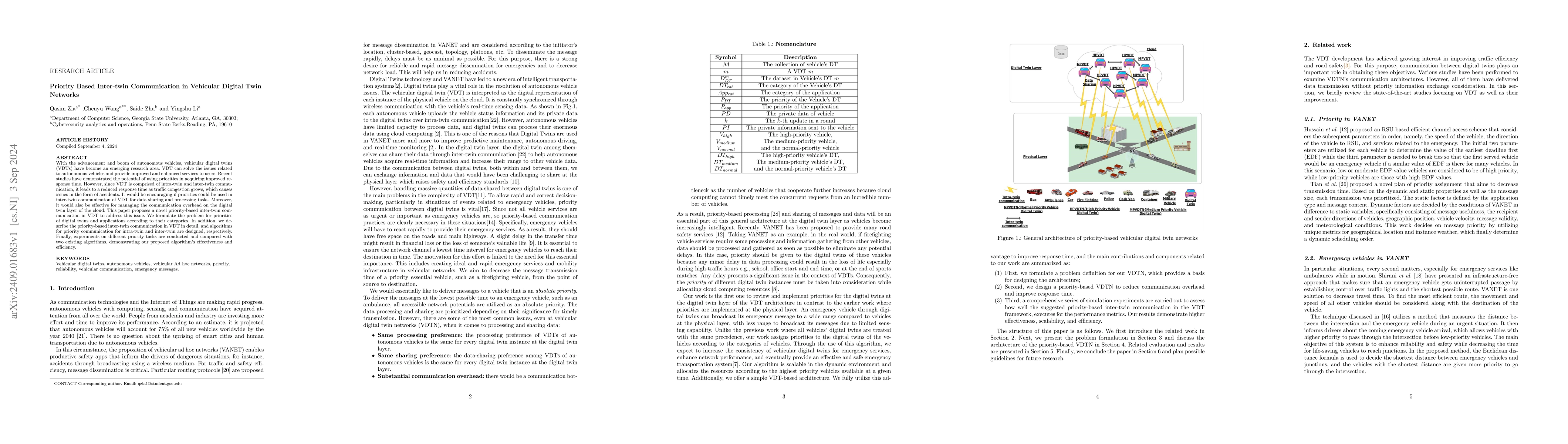 Thumbnail for Priority based inter-twin communication in vehicular digital twin
  networks