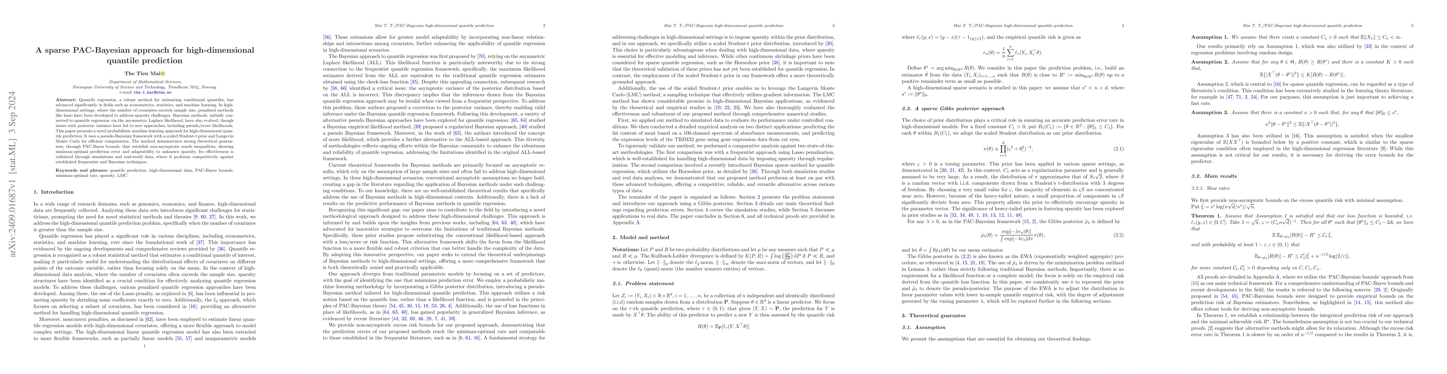 Thumbnail for A sparse PAC-Bayesian approach for high-dimensional quantile prediction
