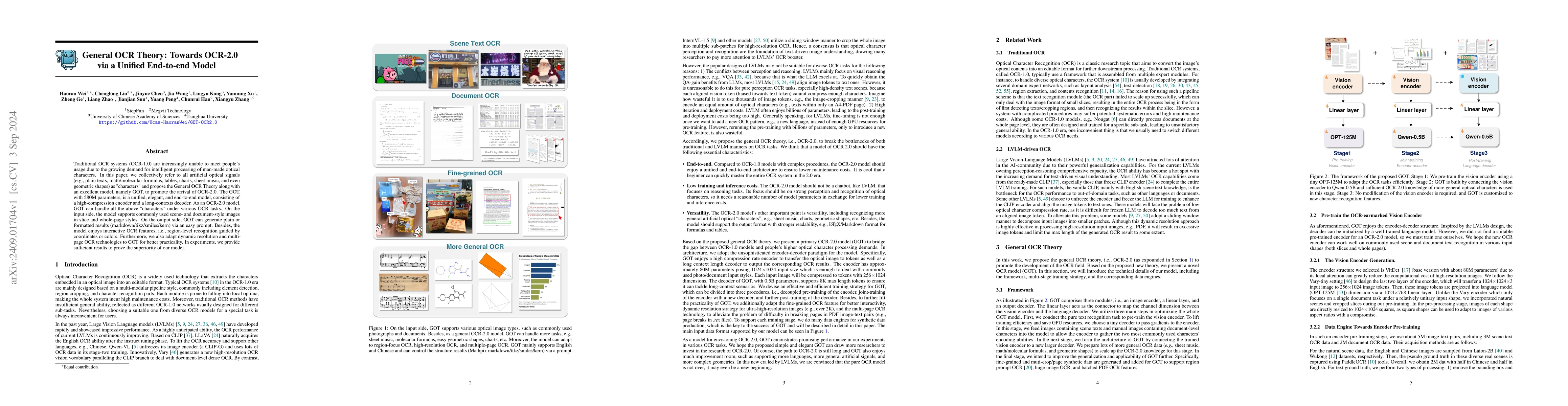 Thumbnail for General OCR Theory: Towards OCR-2.0 via a Unified End-to-end Model
