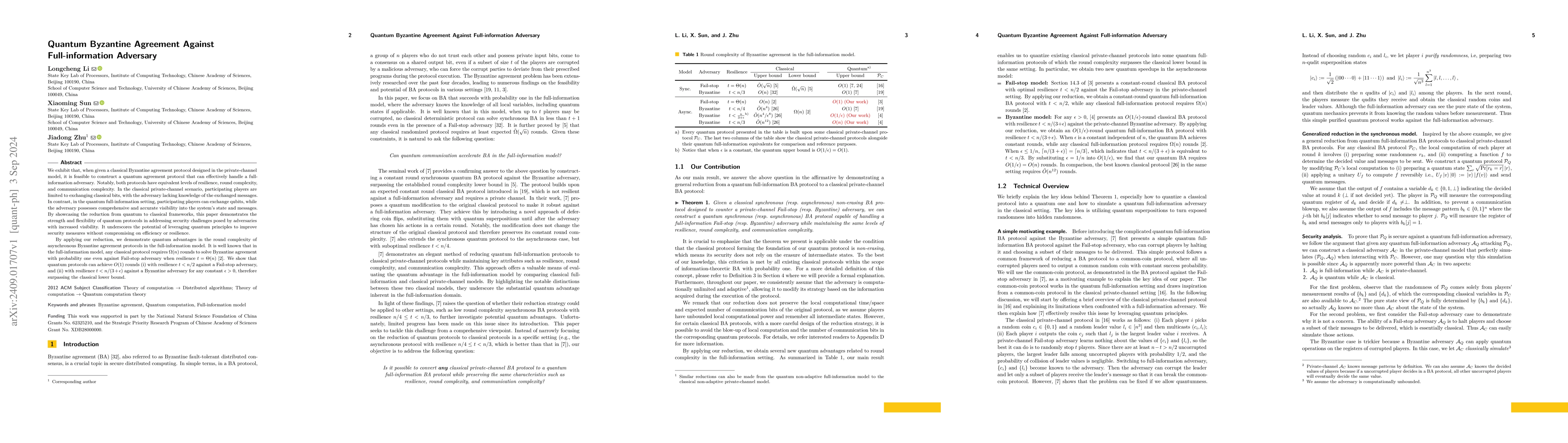Thumbnail for Quantum Byzantine Agreement Against Full-information Adversary