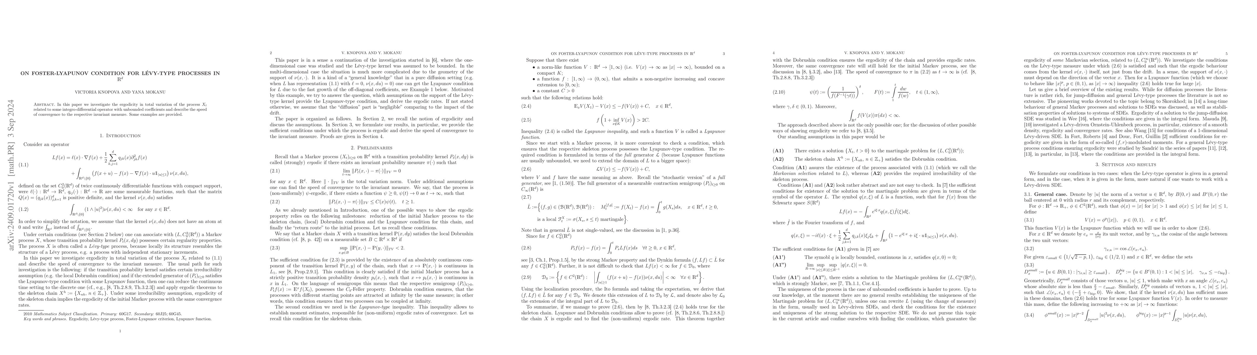 Thumbnail for On Foster-Lyapunov condition for Lévy-type processes in $\mathbb{R}^d$