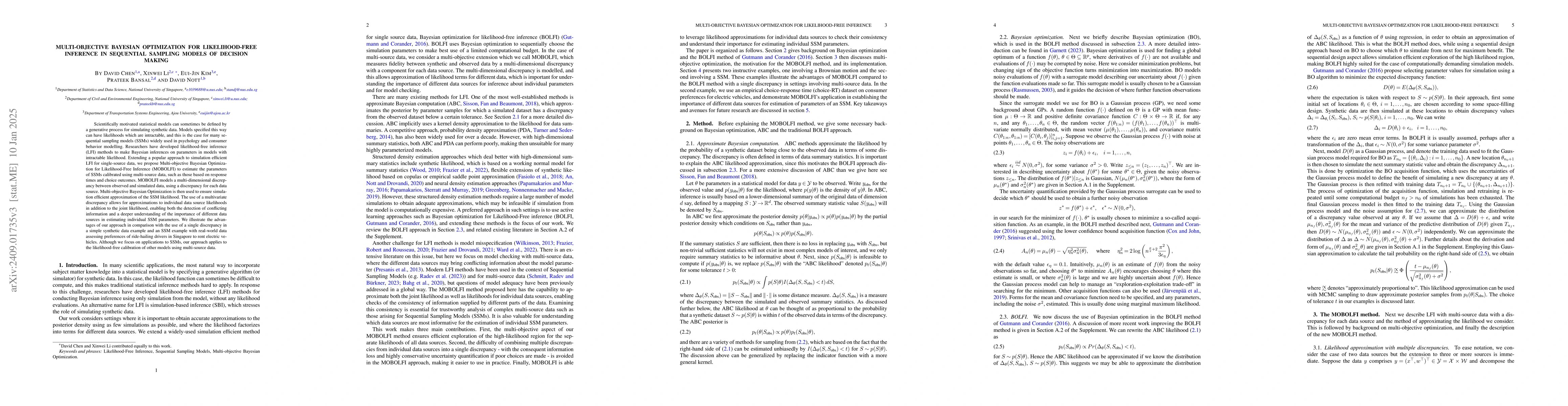 Thumbnail for Multi-objective Bayesian optimization for Likelihood-Free inference in
  sequential sampling models of decision making