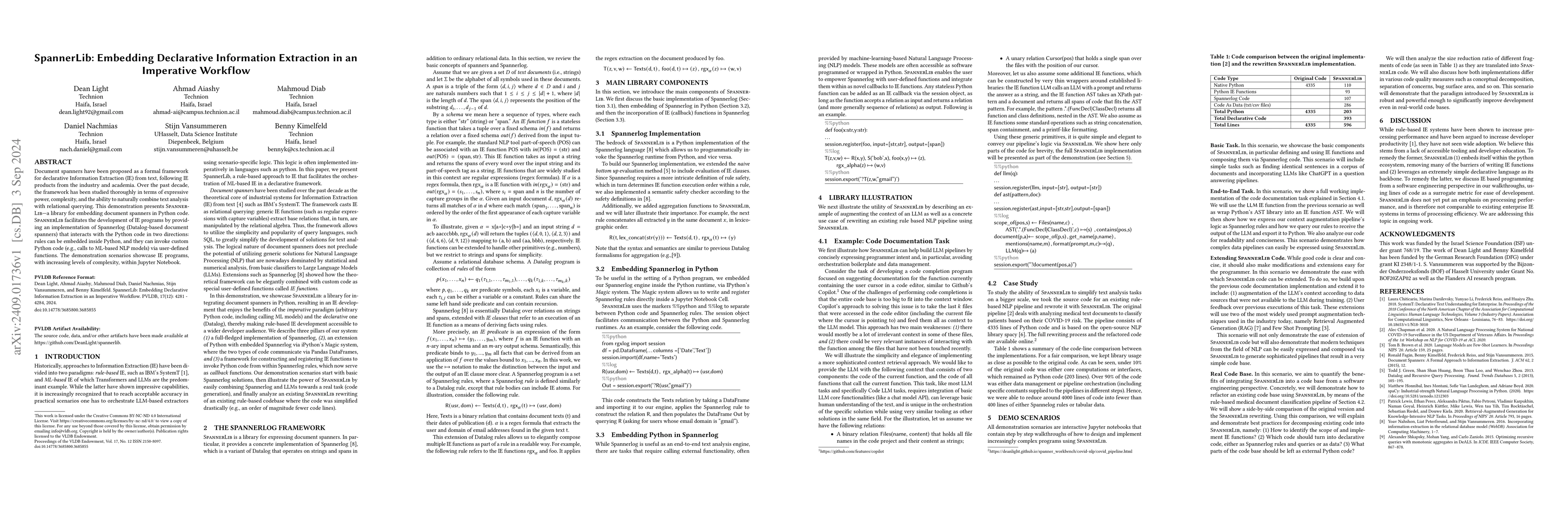 Thumbnail for SpannerLib: Embedding Declarative Information Extraction in an
  Imperative Workflow