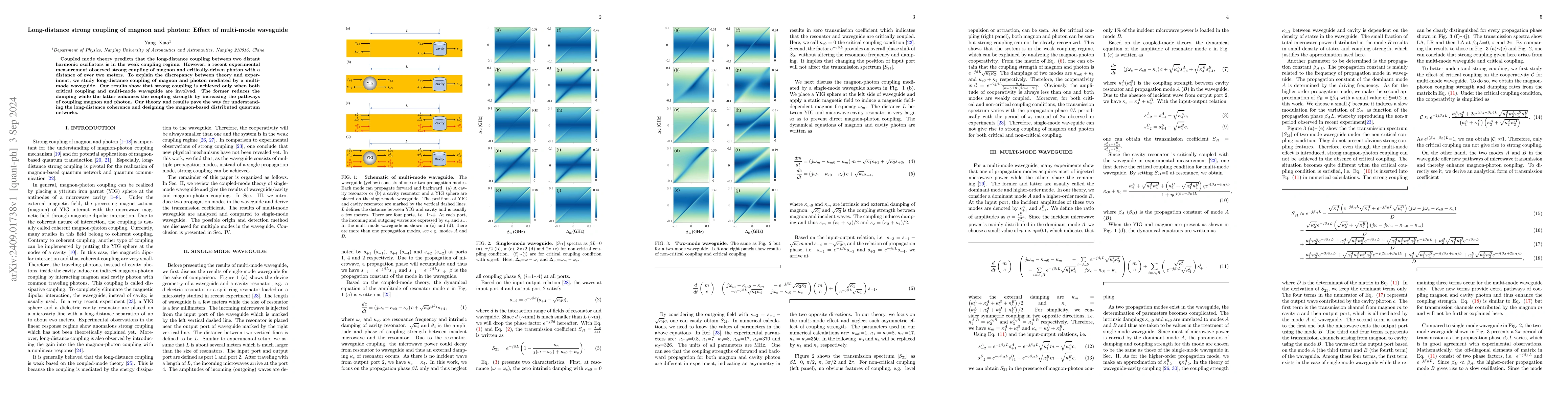 Thumbnail for Long-distance strong coupling of magnon and photon: Effect of multi-mode
  waveguide