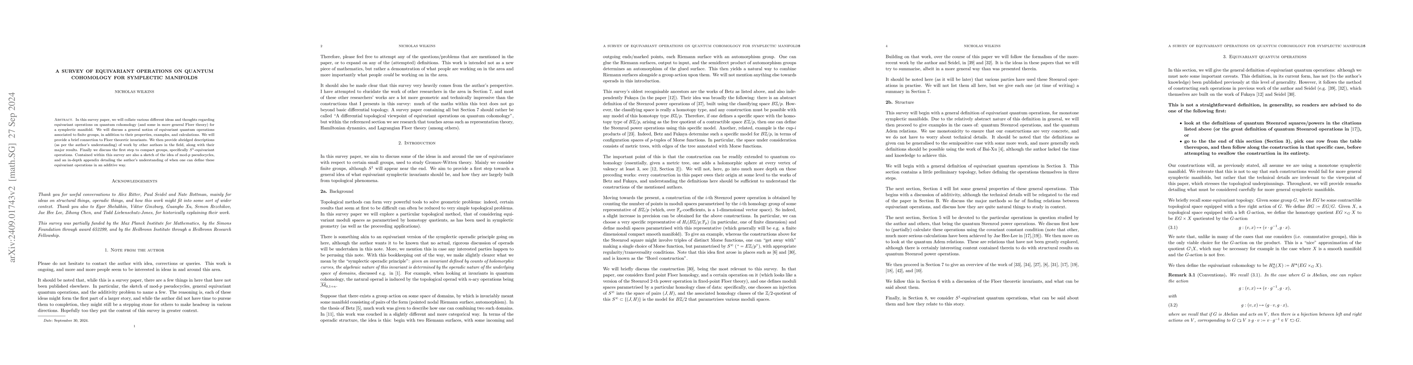 Thumbnail for A survey of equivariant operations on quantum cohomology for symplectic
  manifolds