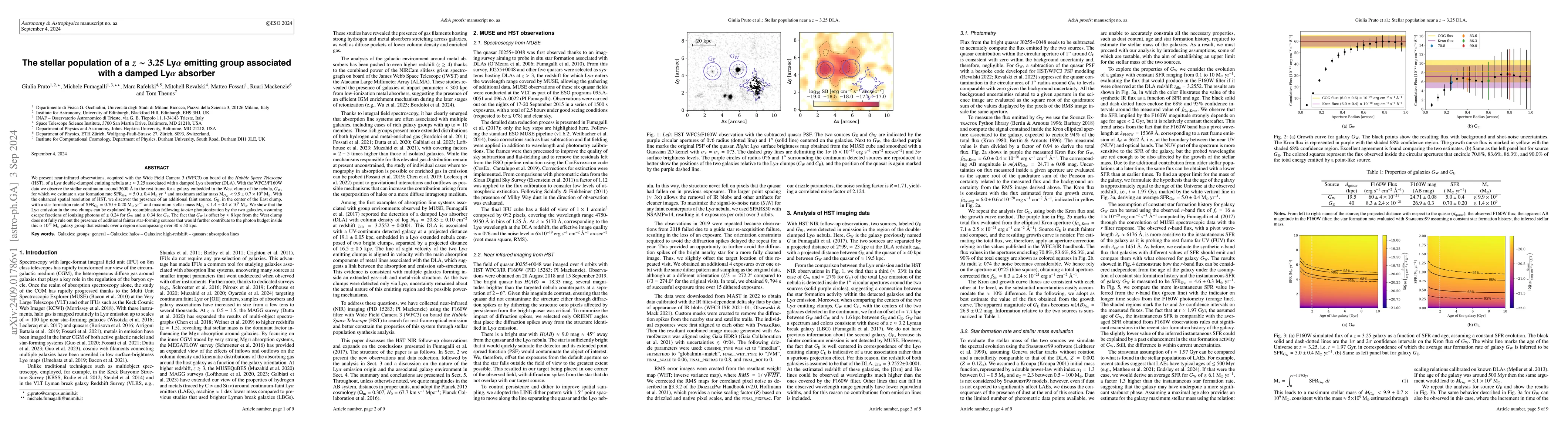 Thumbnail for The stellar population of a $z\sim3.25$ Ly$α$ emitting group
  associated with a damped Ly$α$ absorber