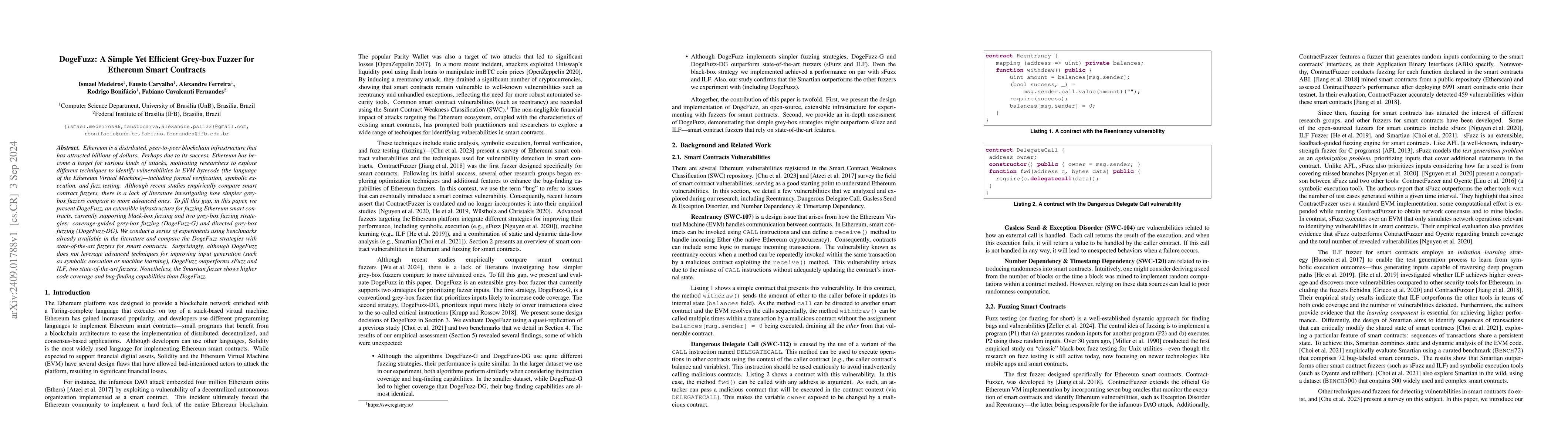 Thumbnail for DogeFuzz: A Simple Yet Efficient Grey-box Fuzzer for Ethereum Smart
  Contracts