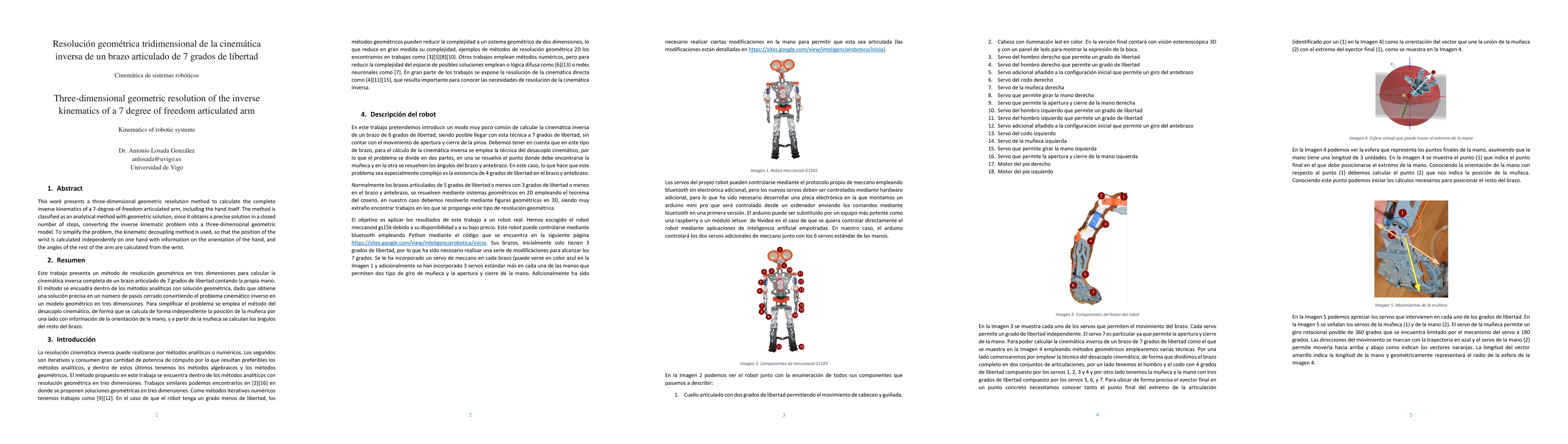 Thumbnail for Three-dimensional geometric resolution of the inverse kinematics of a 7
  degree of freedom articulated arm