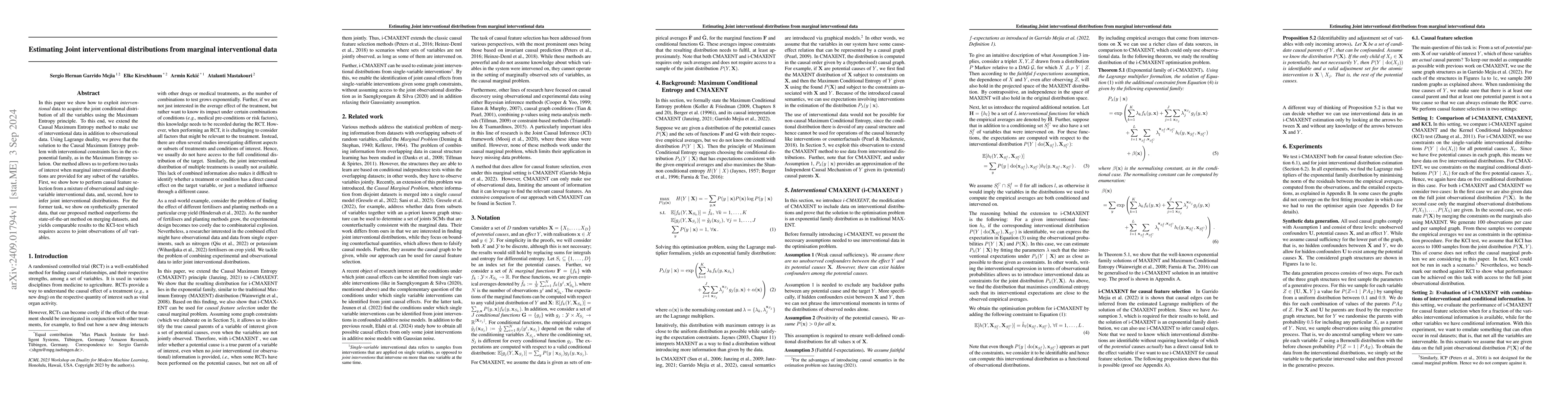 Thumbnail for Estimating Joint interventional distributions from marginal
  interventional data
