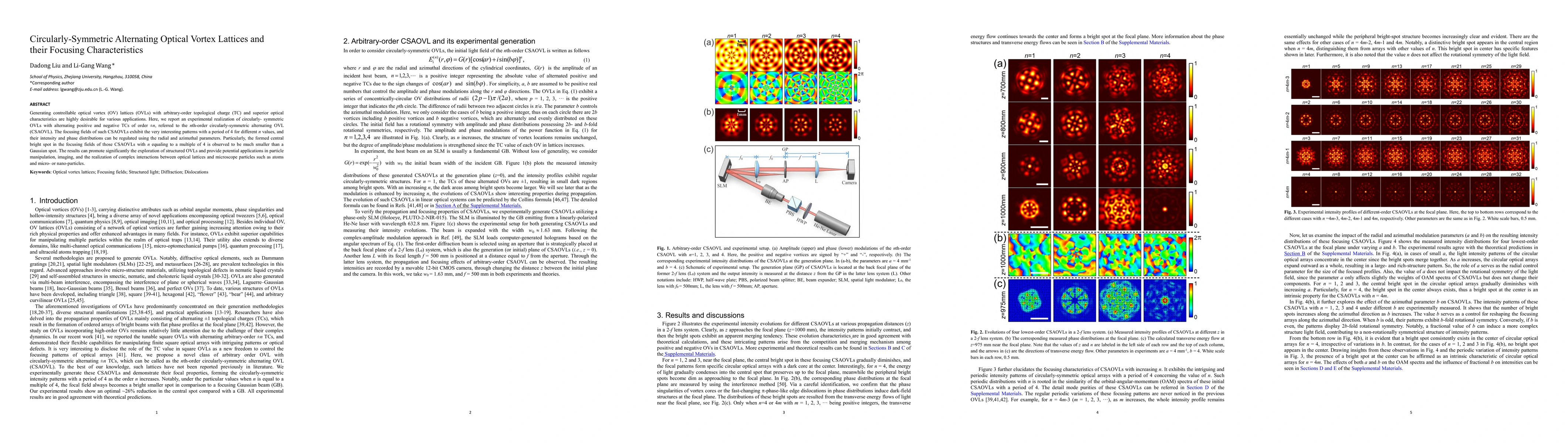 Thumbnail for Circularly-Symmetric Alternating Optical Vortex Lattices and their
  Focusing Characteristics