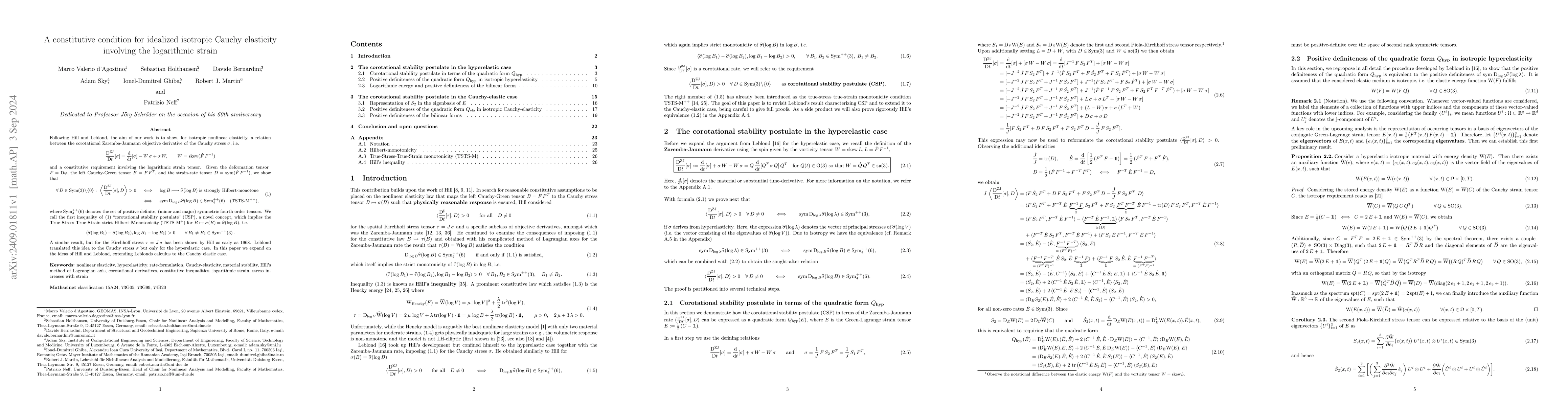 Thumbnail for A constitutive condition for idealized isotropic Cauchy elasticity
  involving the logarithmic strain