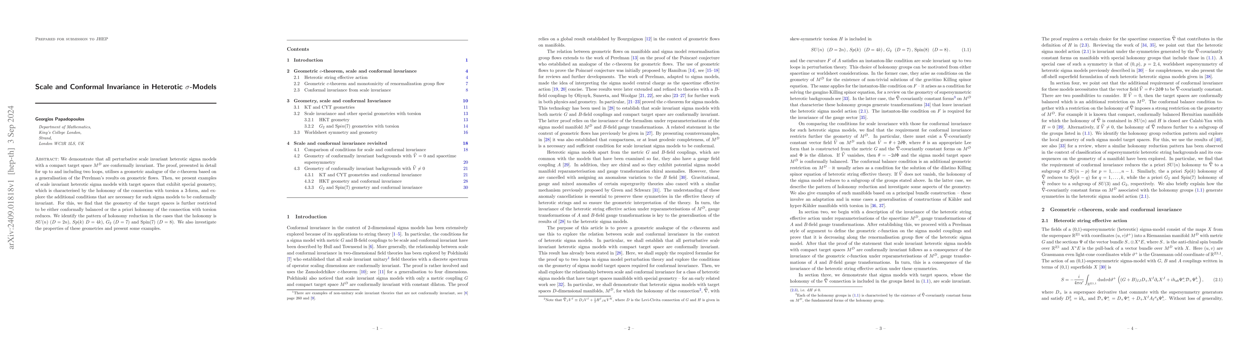 Thumbnail for Scale and Conformal Invariance in Heterotic $σ$-Models