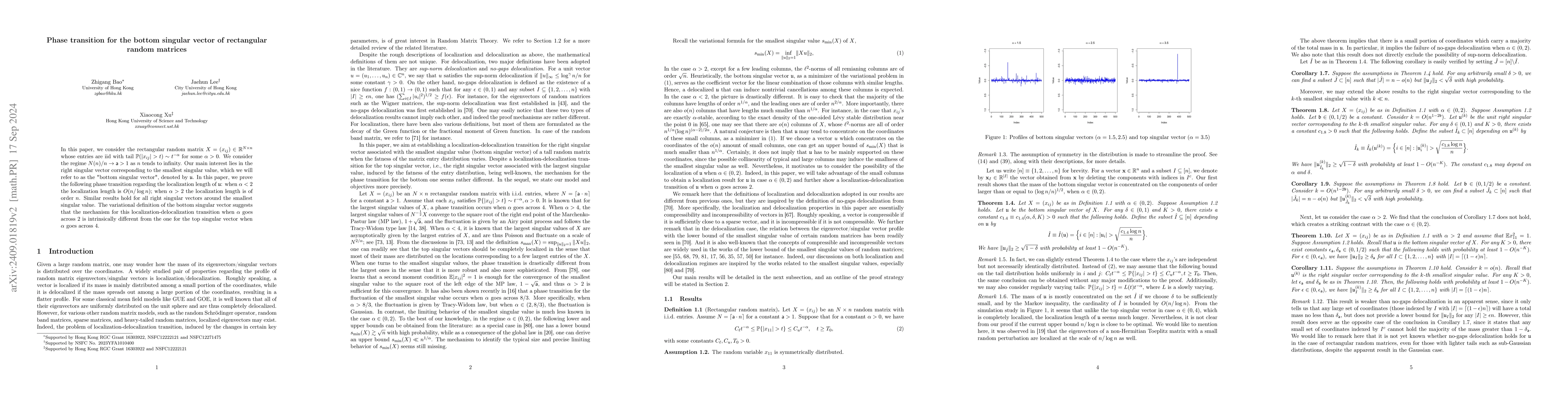 Thumbnail for Phase transition for the bottom singular vector of rectangular random
  matrices