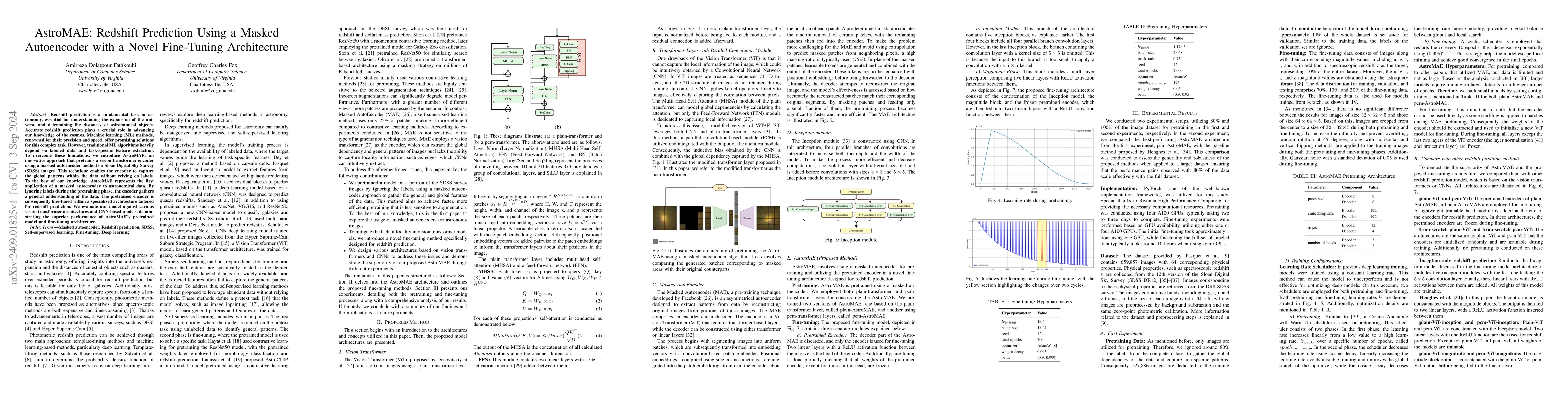 Thumbnail for AstroMAE: Redshift Prediction Using a Masked Autoencoder with a Novel
  Fine-Tuning Architecture