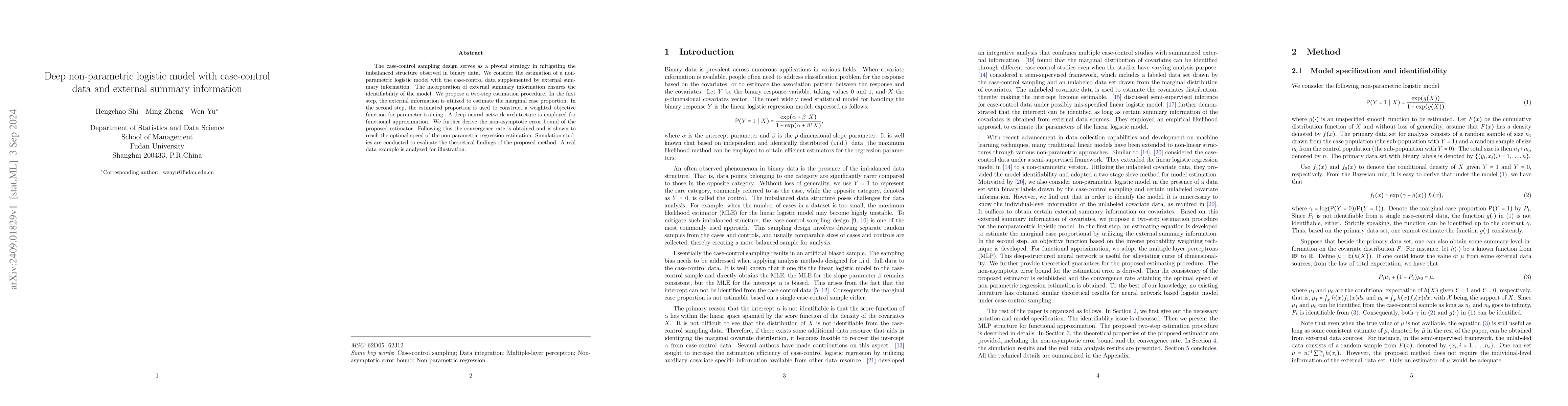 Thumbnail for Deep non-parametric logistic model with case-control data and external
  summary information
