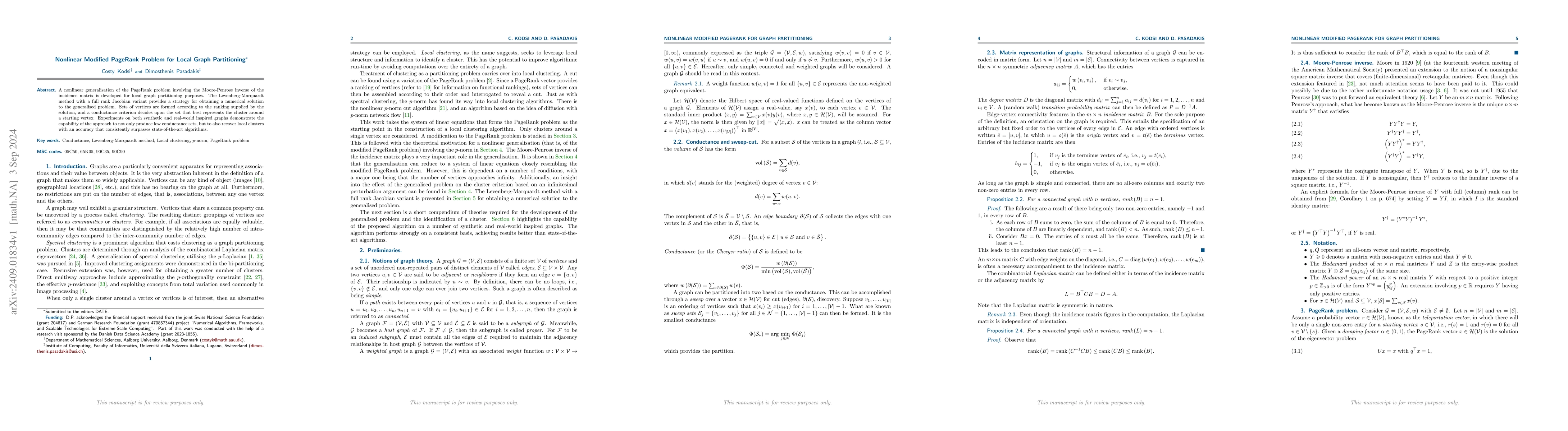 Thumbnail for Nonlinear Modified PageRank Problem for Local Graph Partitioning