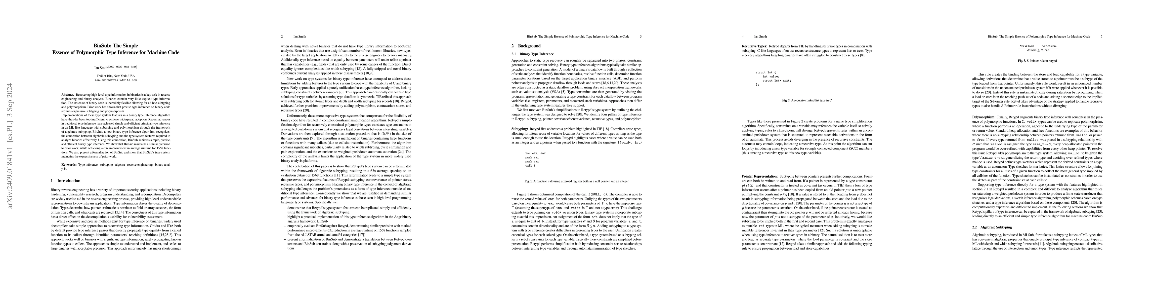 Thumbnail for BinSub: The Simple Essence of Polymorphic Type Inference for Machine
  Code