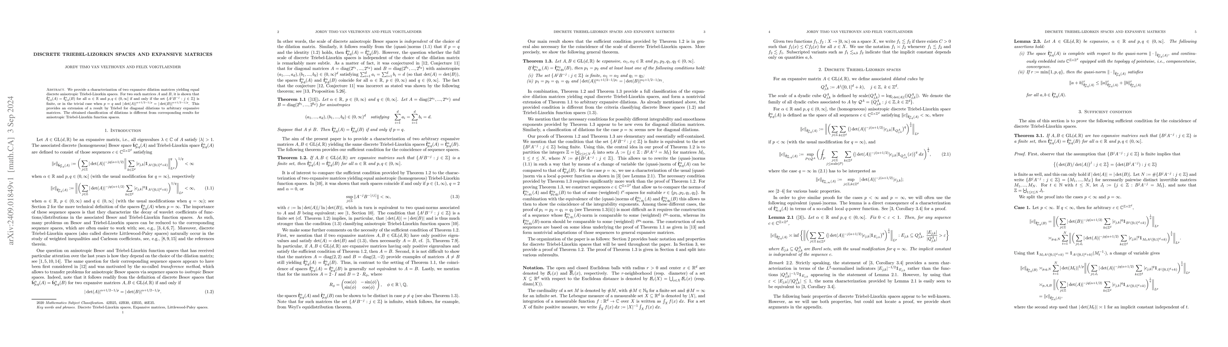 Thumbnail for Discrete Triebel-Lizorkin spaces and expansive matrices