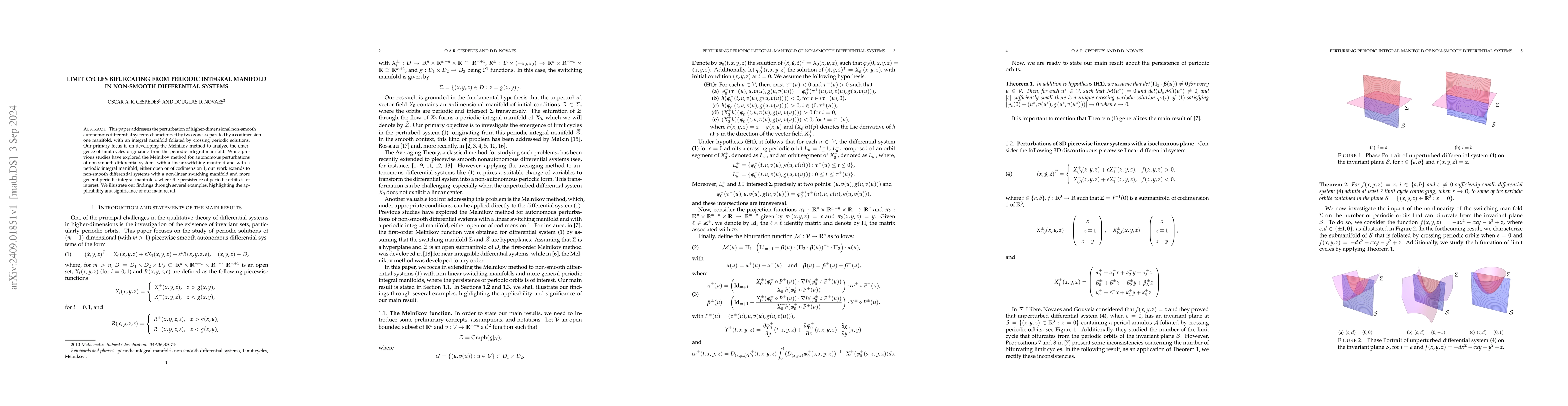 Thumbnail for Limit cycles bifurcating from periodic integral manifold in non-smooth
  differential systems