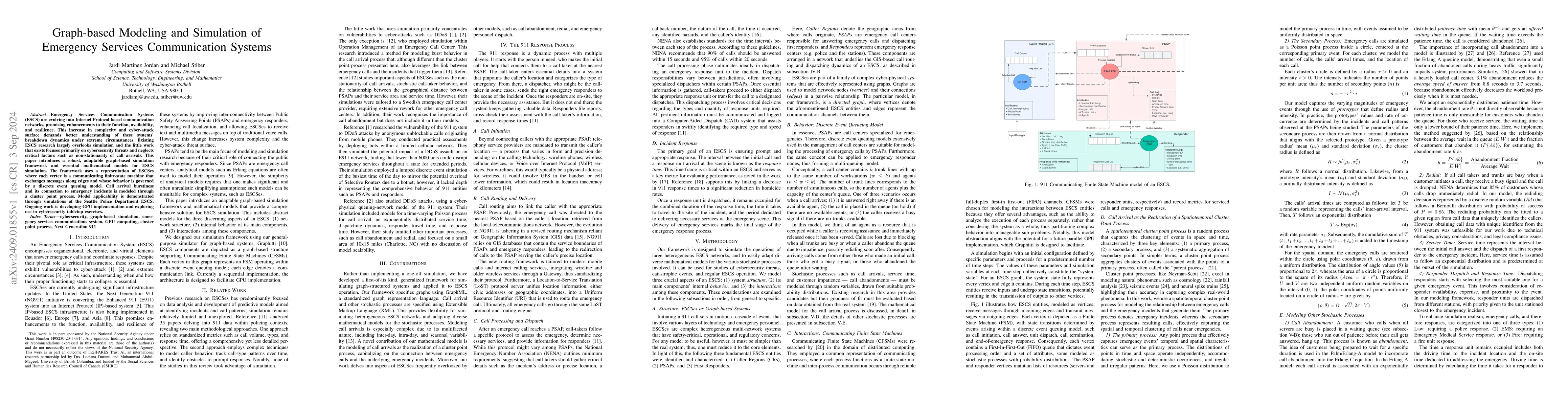 Thumbnail for Graph-based Modeling and Simulation of Emergency Services Communication
  Systems