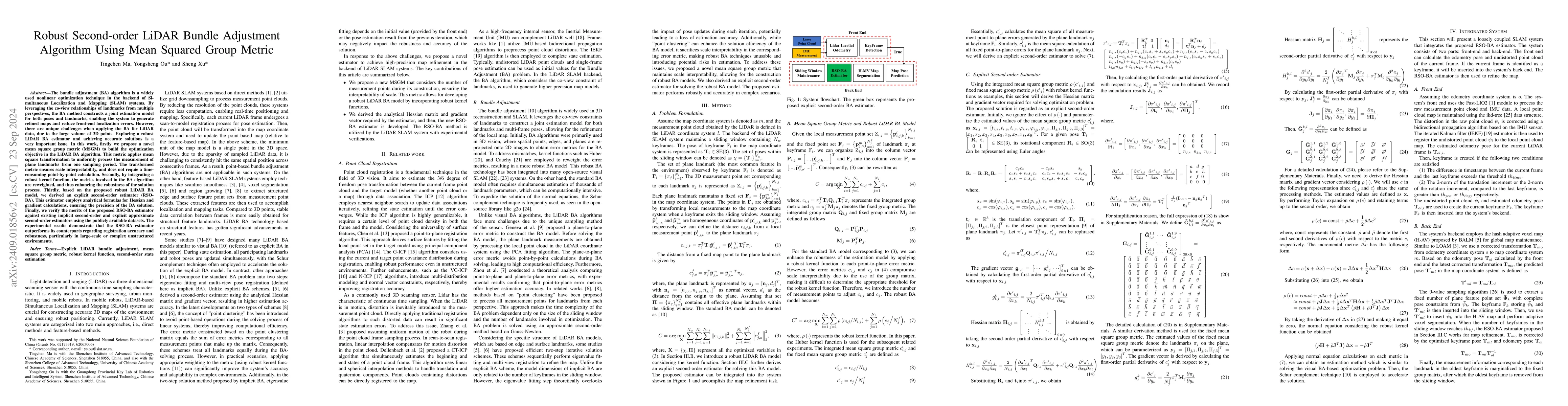 Thumbnail for Explicit Second-order LiDAR Bundle Adjustment Algorithm Using Mean
  Squared Group Metric