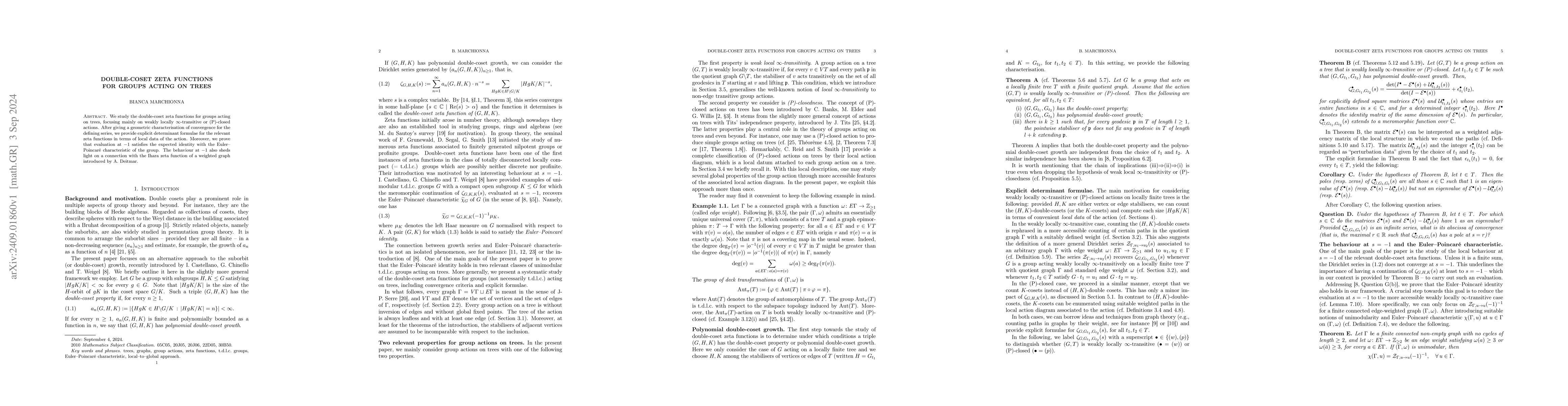 Thumbnail for Double-coset zeta functions for groups acting on trees