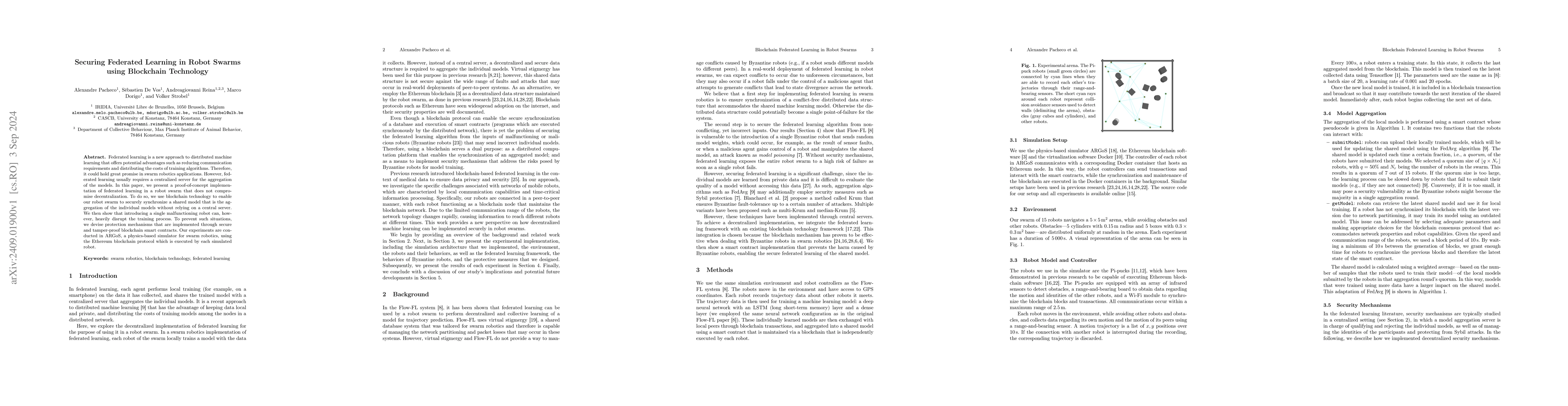 Thumbnail for Securing Federated Learning in Robot Swarms using Blockchain Technology