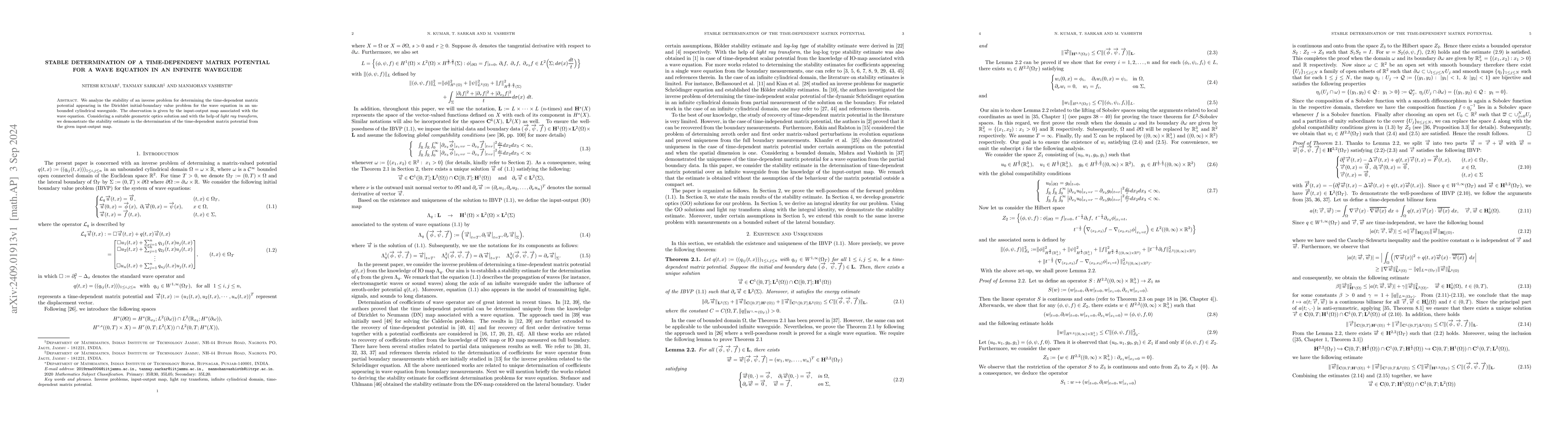 Thumbnail for Stable determination of a time-dependent matrix potential for a wave
  equation in an infinite waveguide