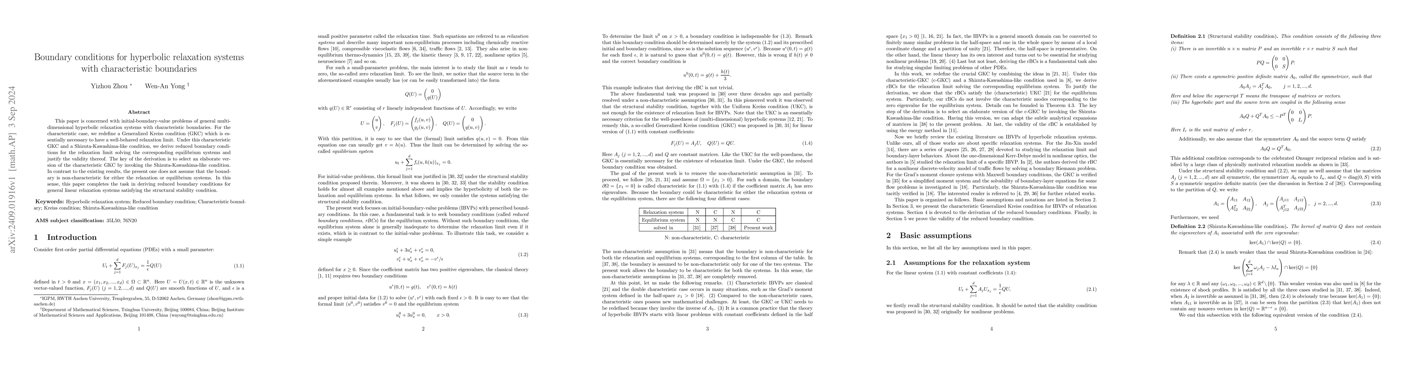 Thumbnail for Boundary conditions for hyperbolic relaxation systems with
  characteristic boundaries