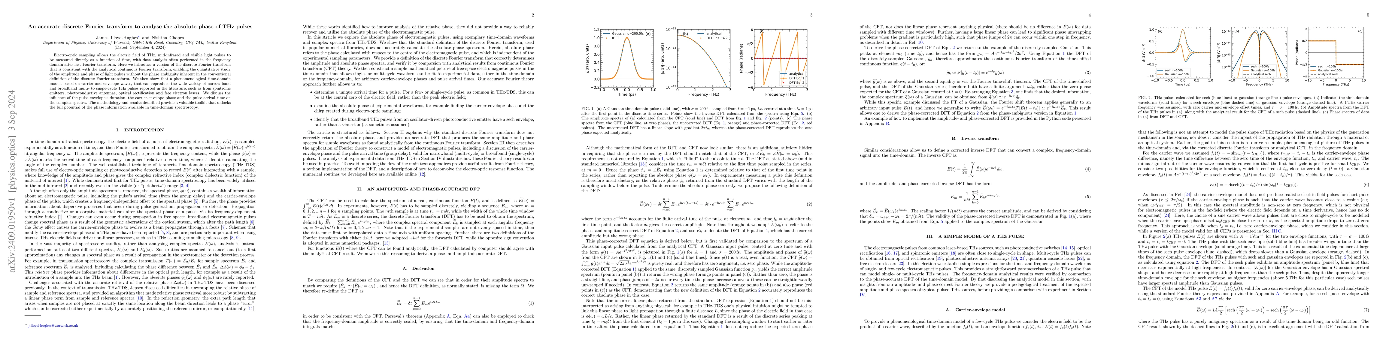 Thumbnail for An accurate discrete Fourier transform to analyse the absolute phase of
  THz pulses