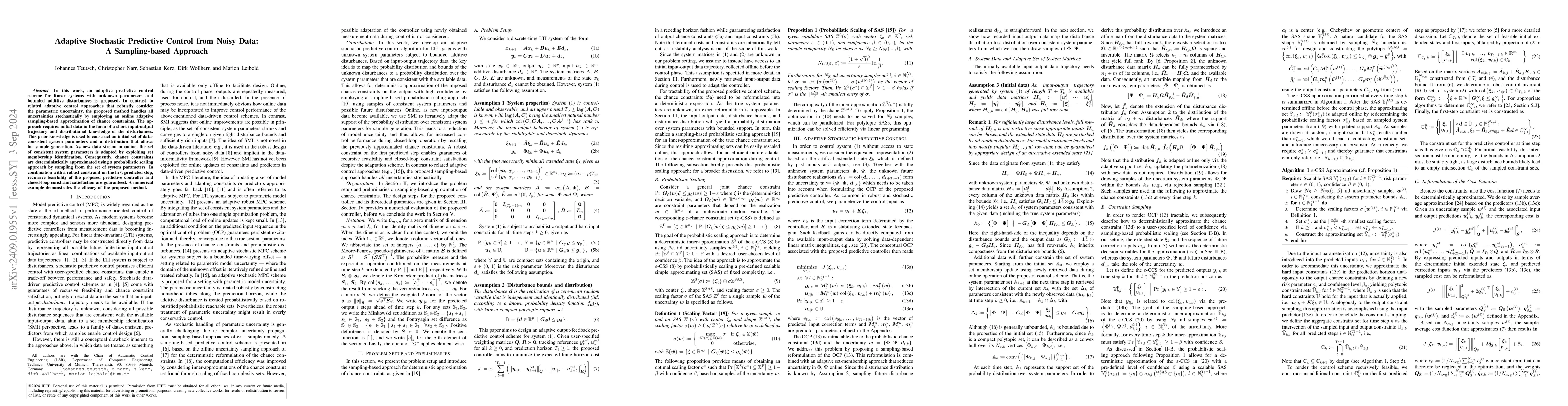 Thumbnail for Adaptive Stochastic Predictive Control from Noisy Data: A Sampling-based
  Approach