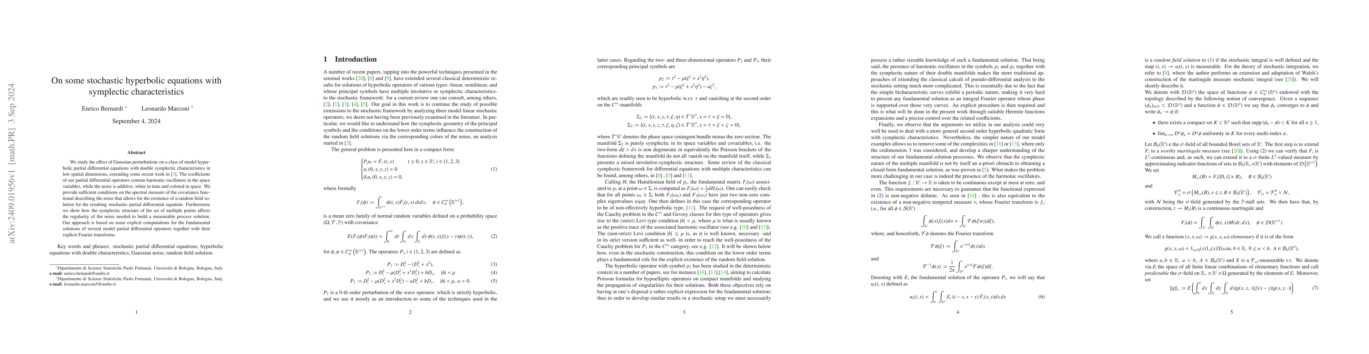 Thumbnail for On some stochastic hyperbolic equations with symplectic characteristics