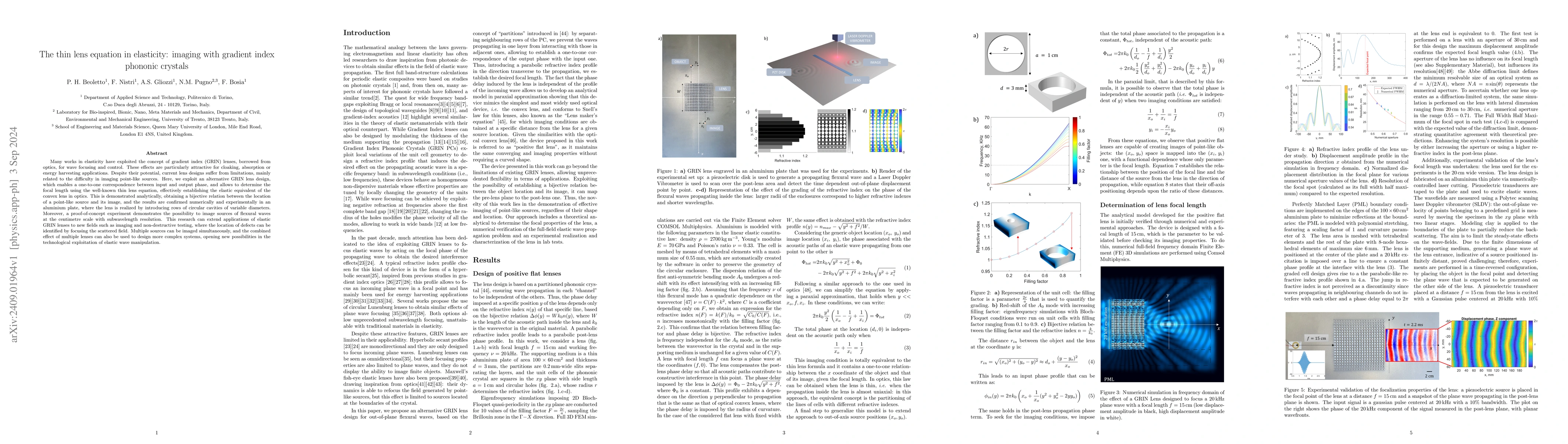 Thumbnail for The thin lens equation in elasticity: imaging with gradient index
  phononic crystals