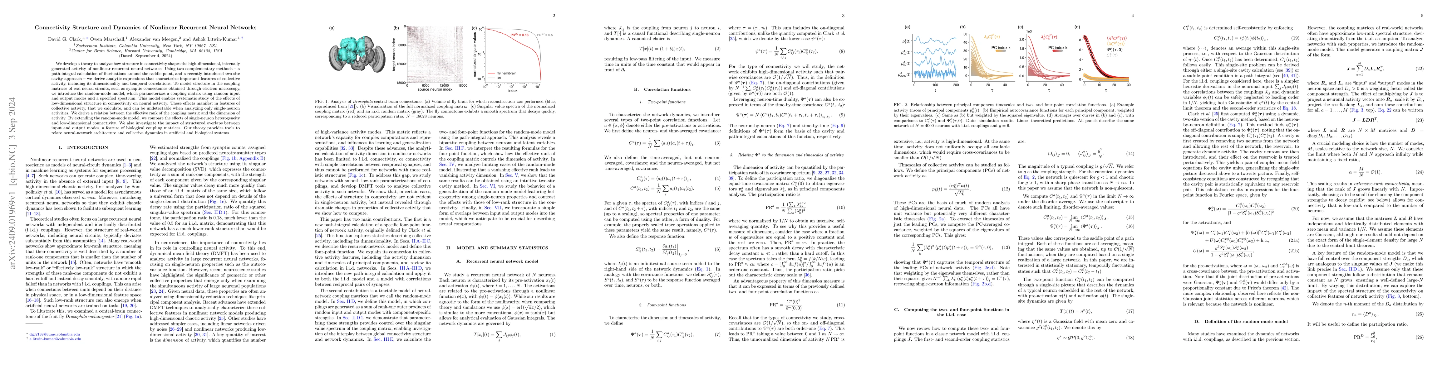 Thumbnail for Connectivity structure and dynamics of nonlinear recurrent neural
  networks