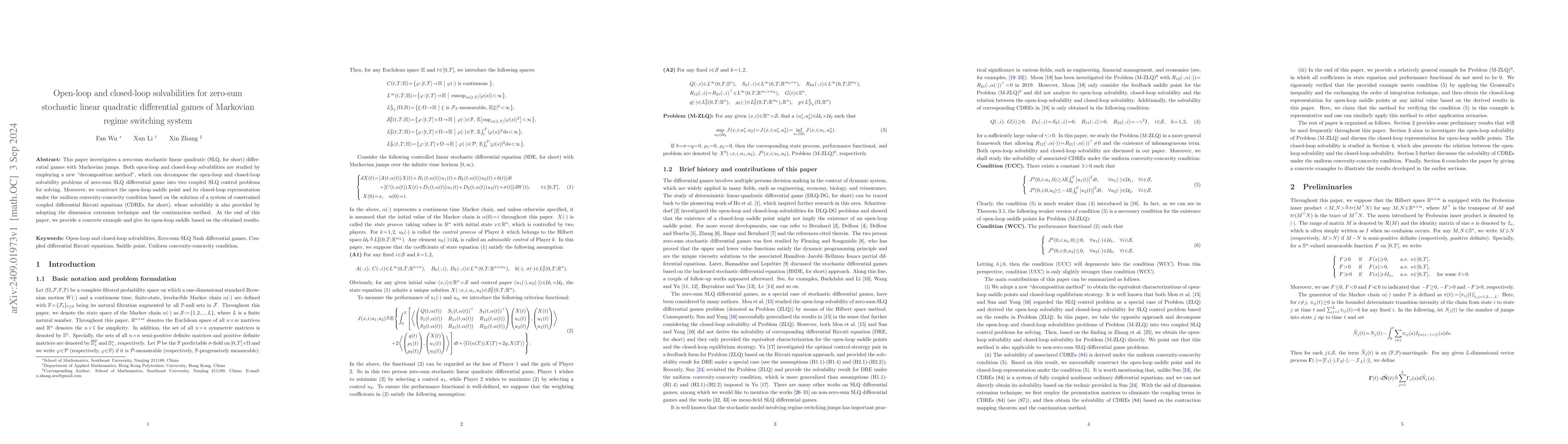 Thumbnail for Open-loop and closed-loop solvabilities for zero-sum stochastic linear
  quadratic differential games of Markovian regime switching system