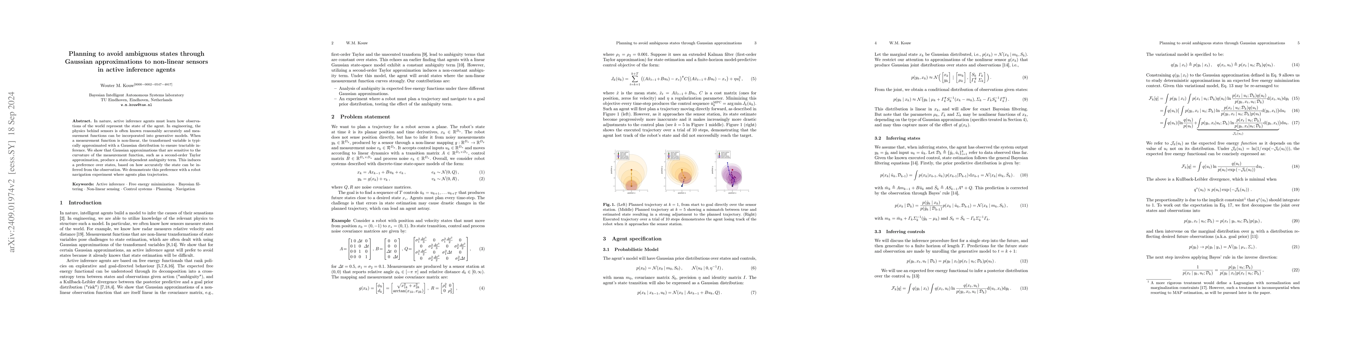 Thumbnail for Planning to avoid ambiguous states through Gaussian approximations to
  non-linear sensors in active inference agents