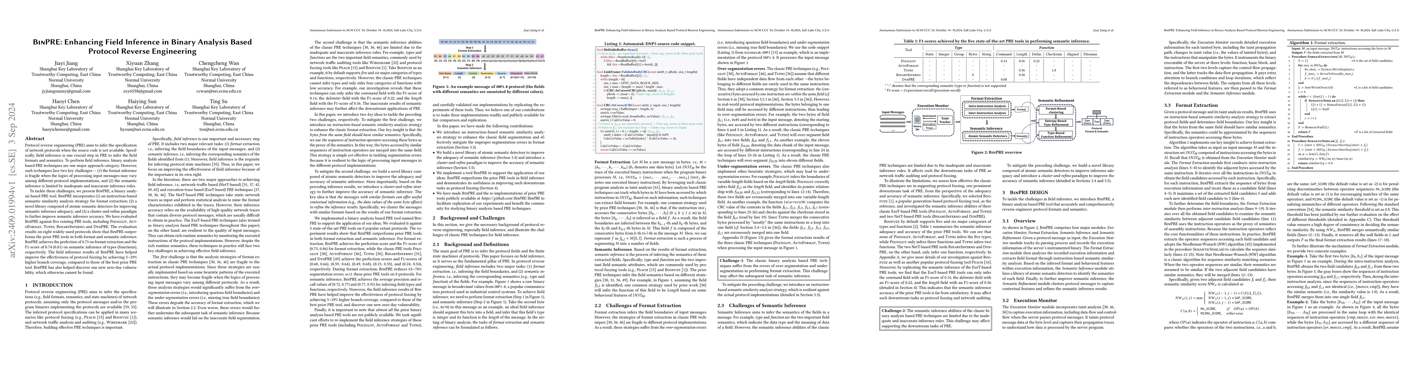 Thumbnail for BinPRE: Enhancing Field Inference in Binary Analysis Based Protocol
  Reverse Engineering