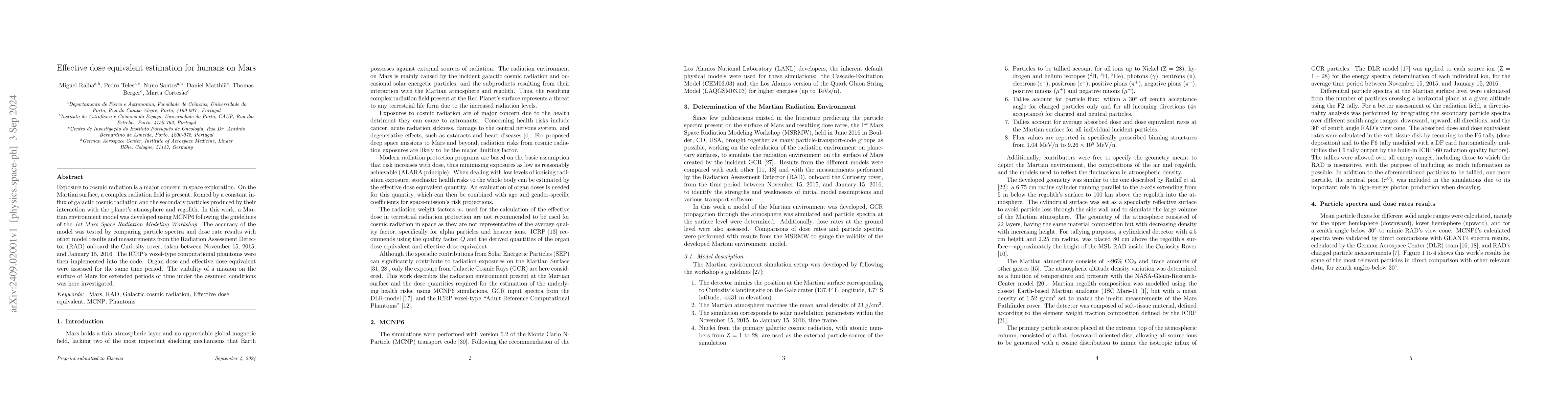 Thumbnail for Effective dose equivalent estimation for humans on Mars