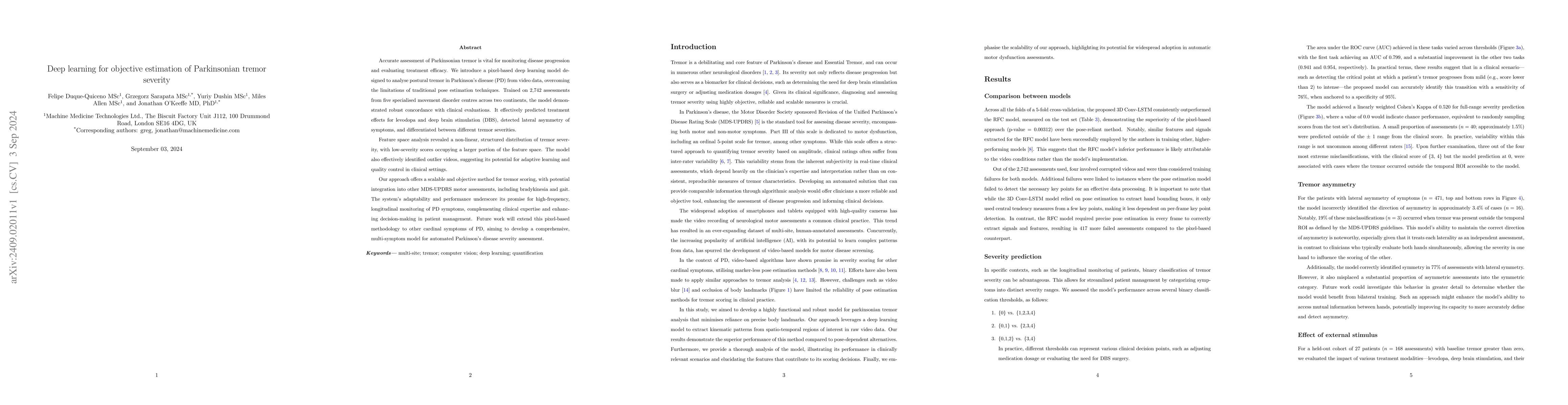 Thumbnail for Deep learning for objective estimation of Parkinsonian tremor severity